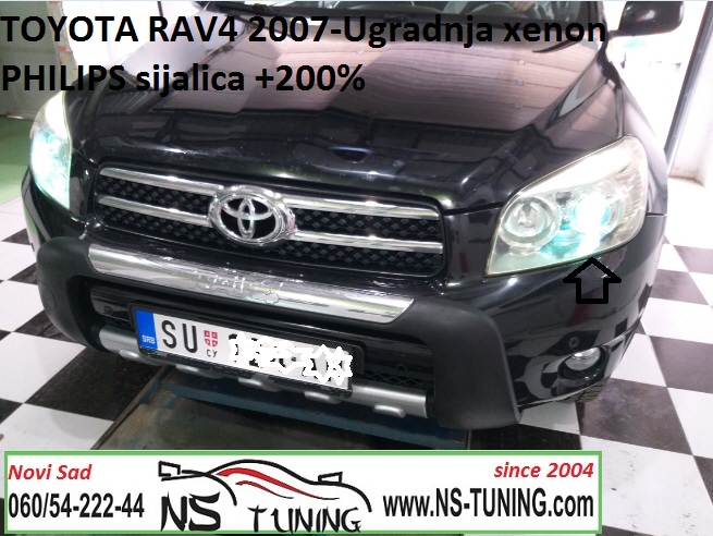 toyota rav 4 2005 2006 2007 2008 2009 2010 2011 godiste xenon jake sijalice hb4 h11 ugradnja novi sad tuning